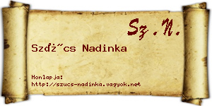Szűcs Nadinka névjegykártya